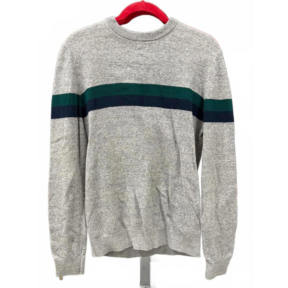H&M L.O.G.G. Crewneck Sweater Gray Knit Stripe Pullover Size Small
